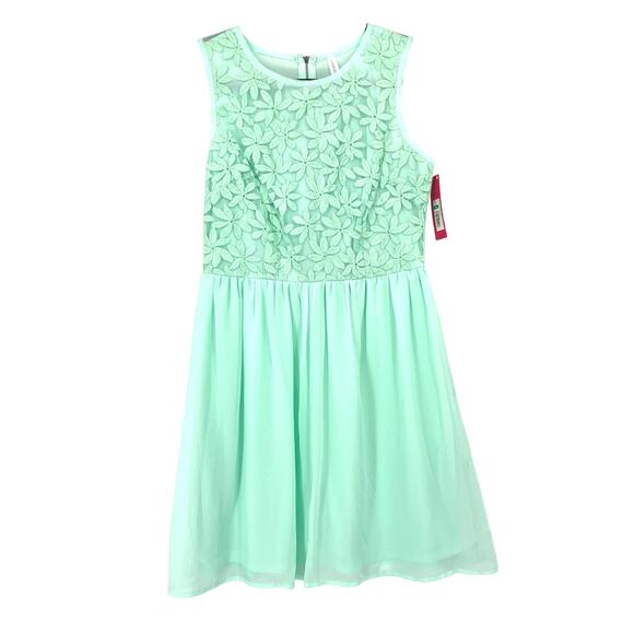 Y2K Xhilaration Fit & Flare Lace Top Dress Sleeveless Womens Sz M Mint Green NEW - Picture 1 of 10